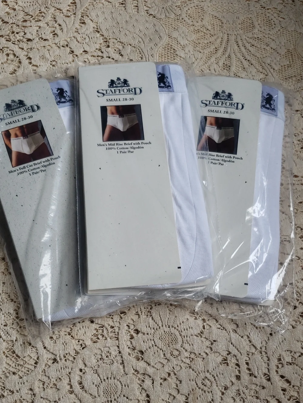 Stafford White Men's Mid And Full Rise Briefs - 3 Pack New